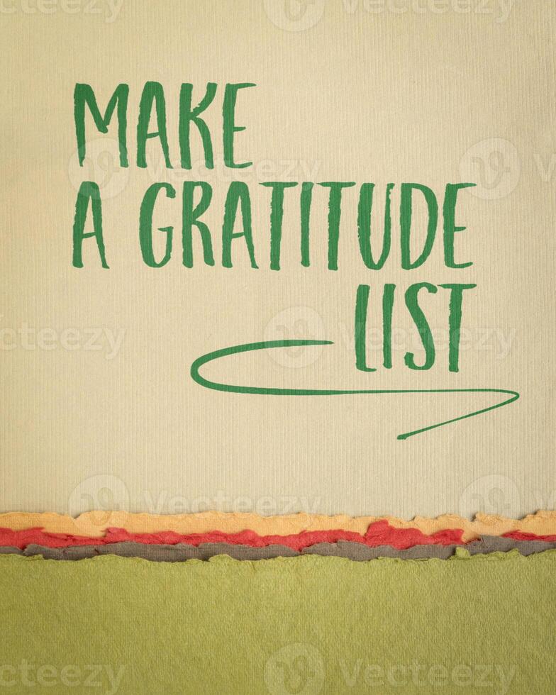 make a gratitude list - inspirational handwriting on art paper photo