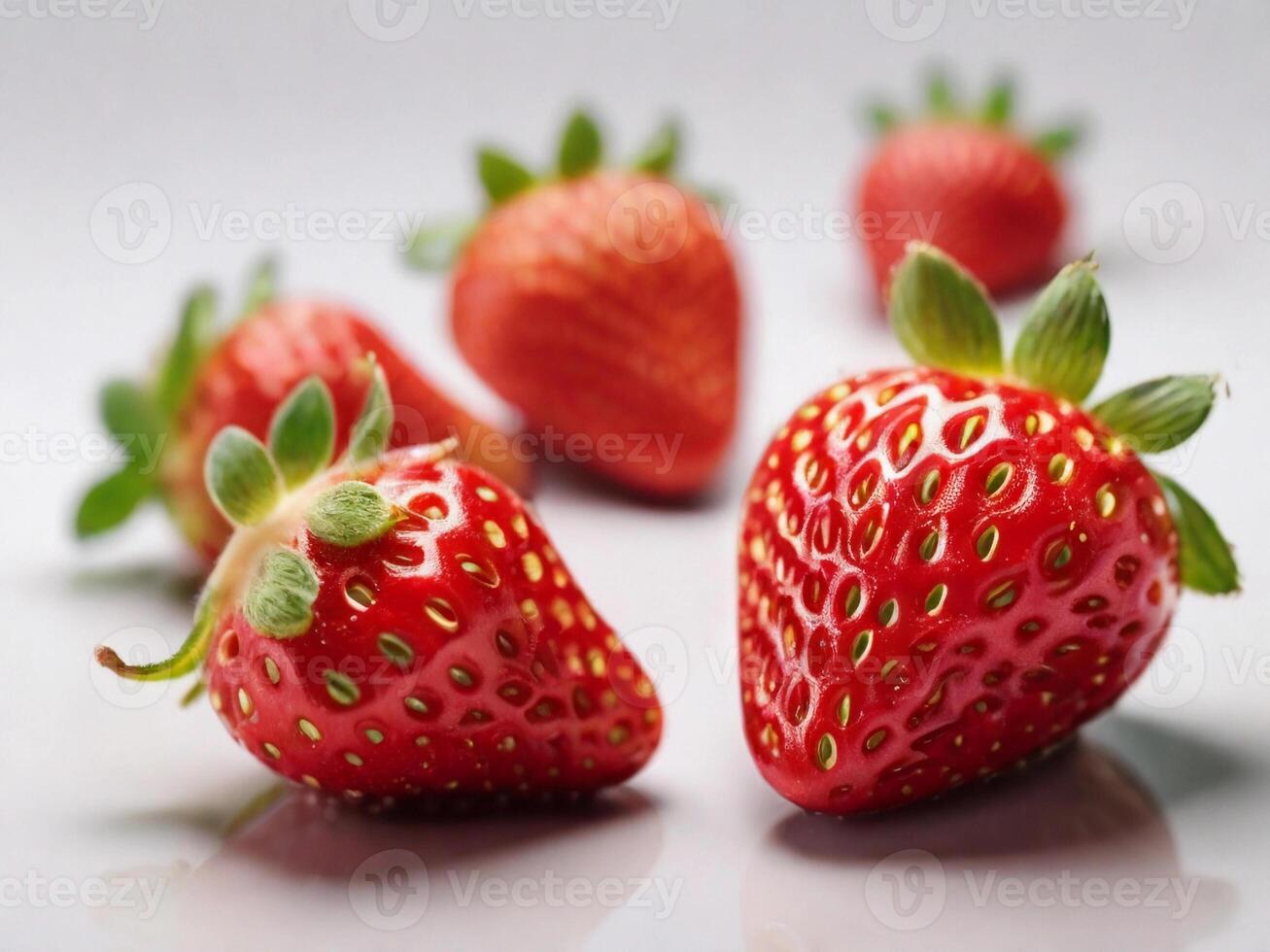 AI generated fresh strawberry fruits isolated with white color as background photo