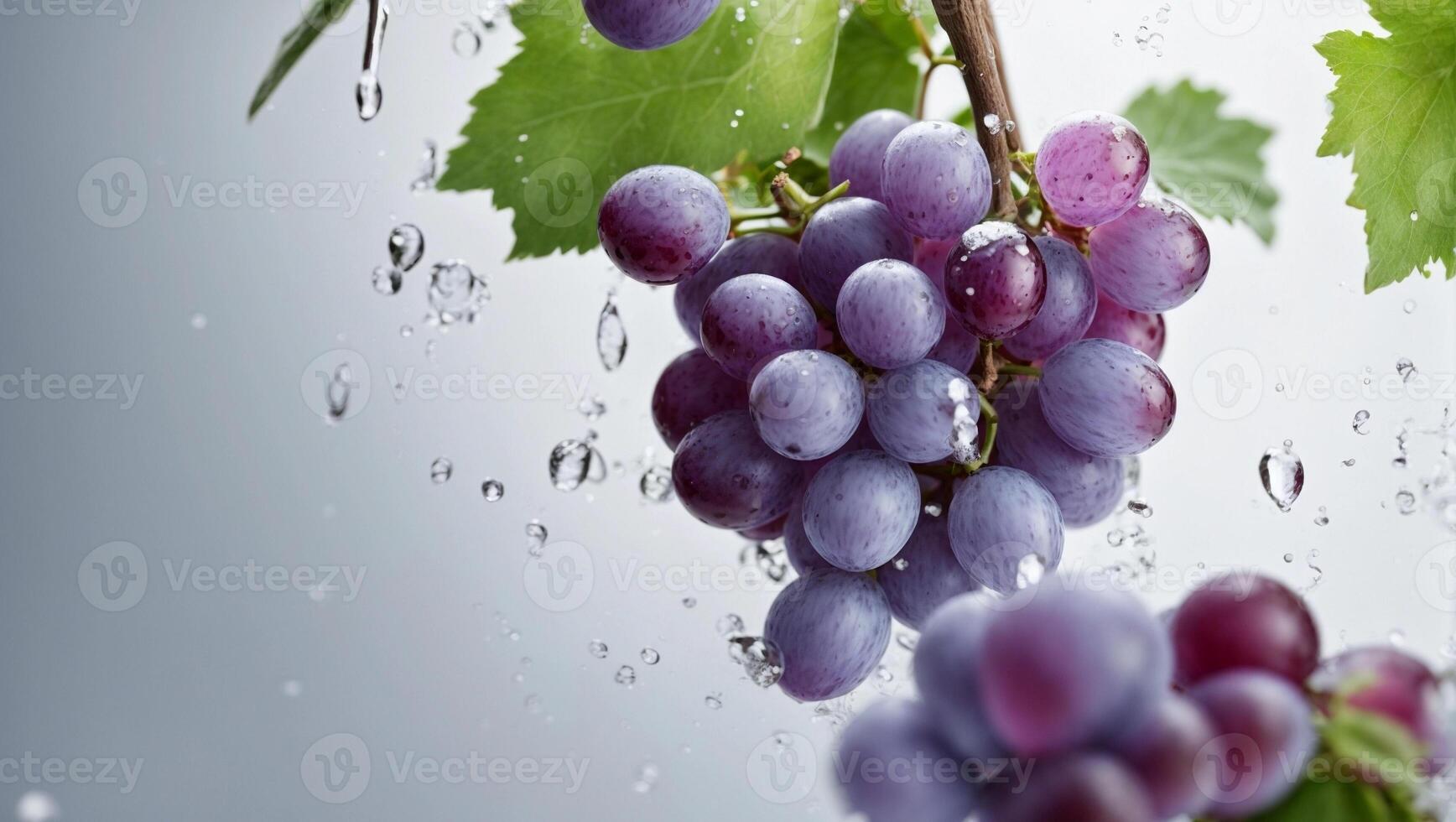 AI generated macro of fresh grapes with water droplets isolated with white color as background photo