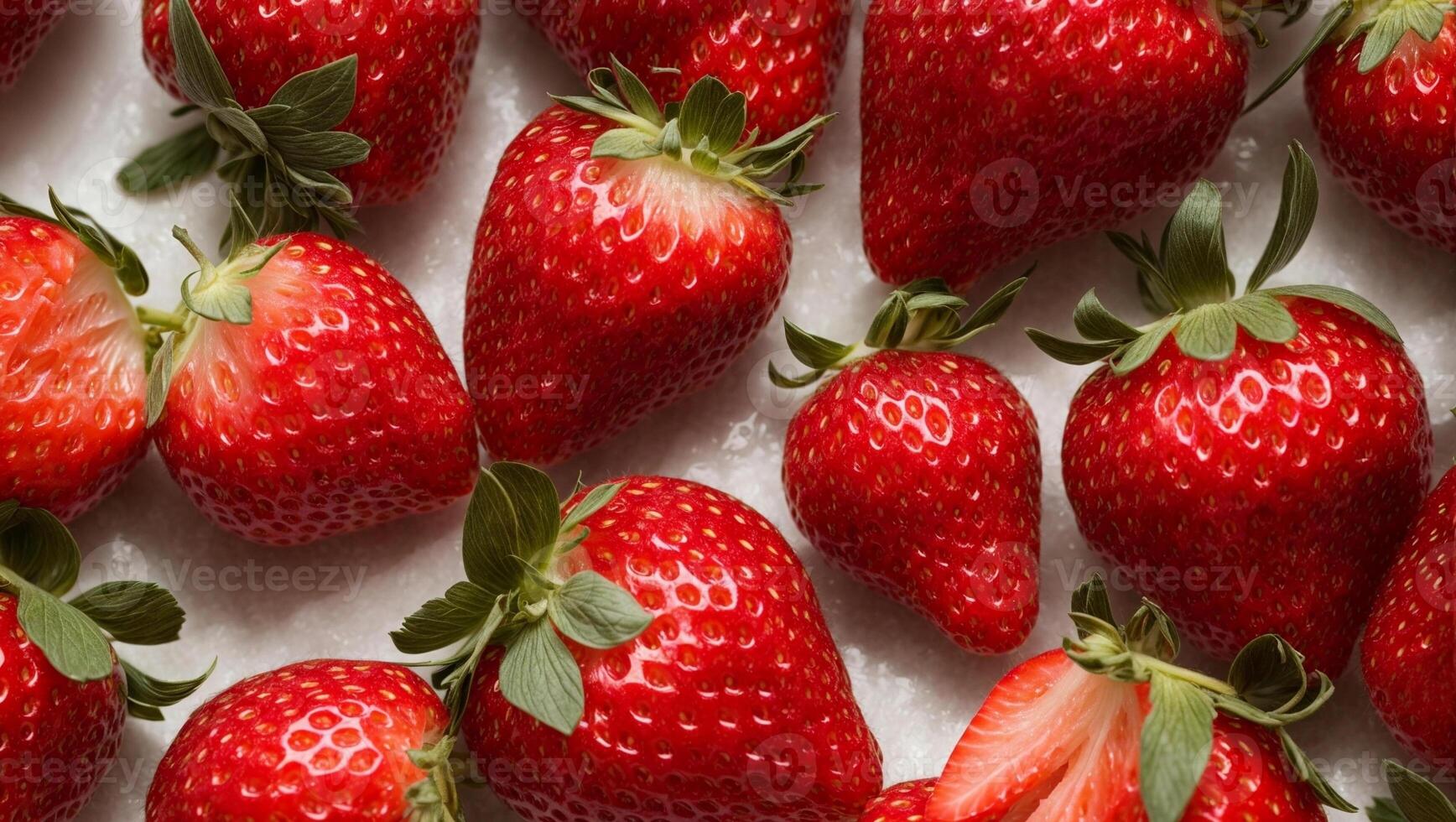 AI generated fresh strawberry fruits isolated with white color as background photo