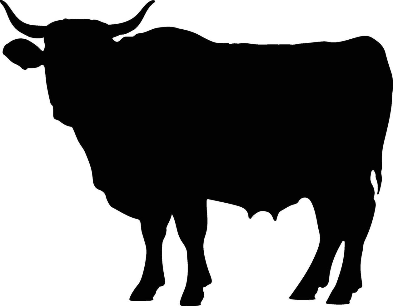 Cow Silhouette illustration Vector White Background