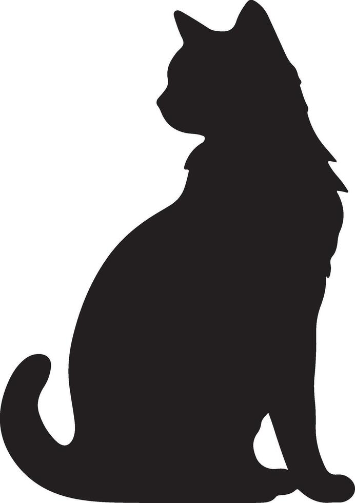 Cat Silhouette illustration Vector White Background