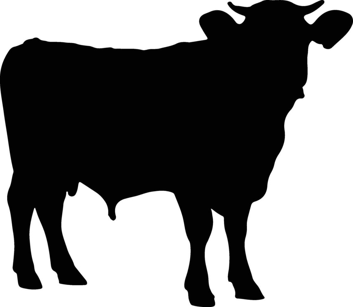 Cow Silhouette illustration Vector White Background