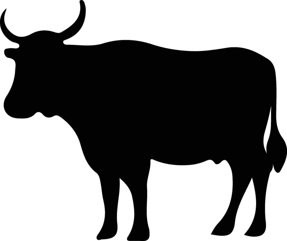 Cow Silhouette illustration Vector White Background