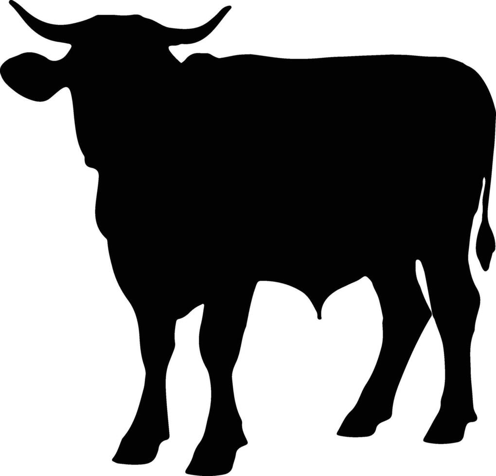 Cow Silhouette illustration Vector White Background