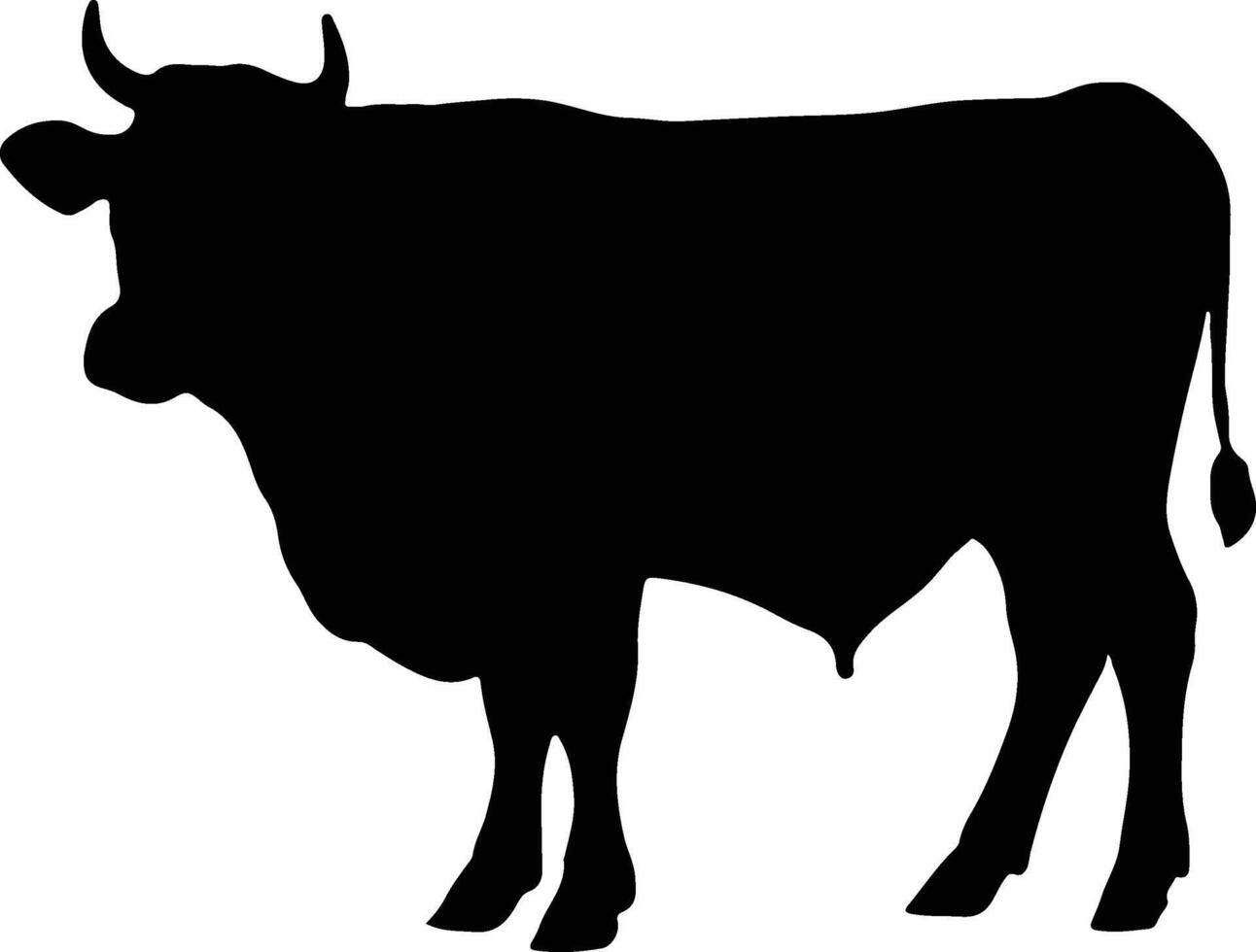 Cow Silhouette illustration Vector White Background