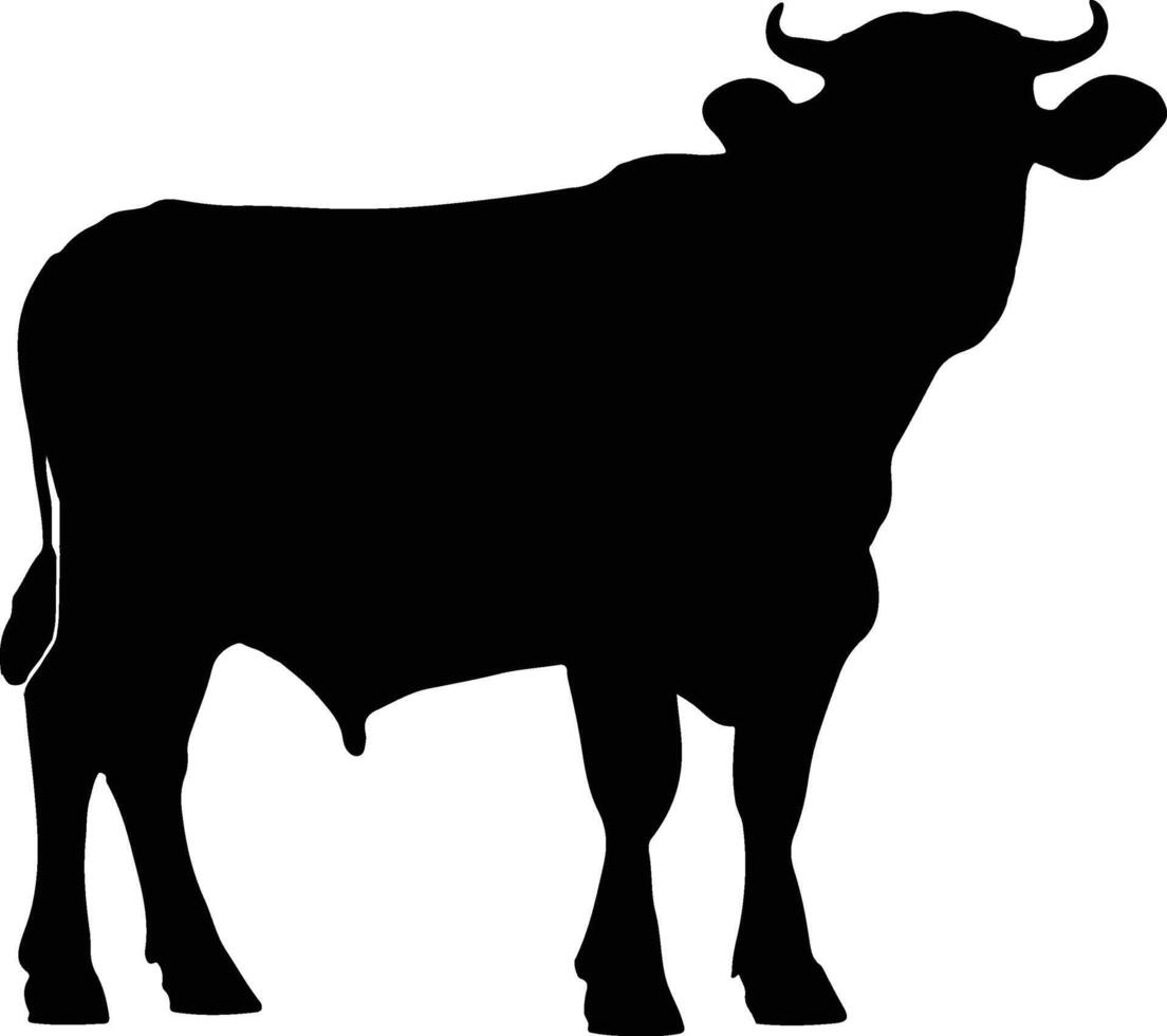 Cow Silhouette illustration Vector White Background