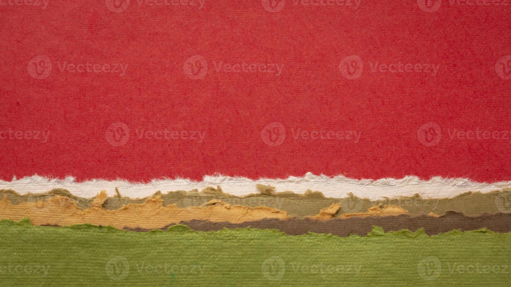 abstract landscape in red and green pastel tones - a collection of handmade rag papers photo