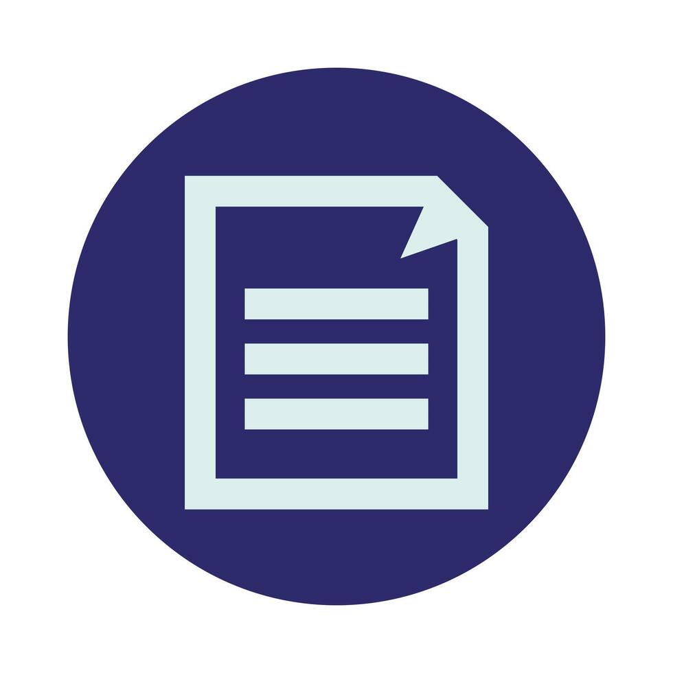 a blue circle with a paper document icon vector
