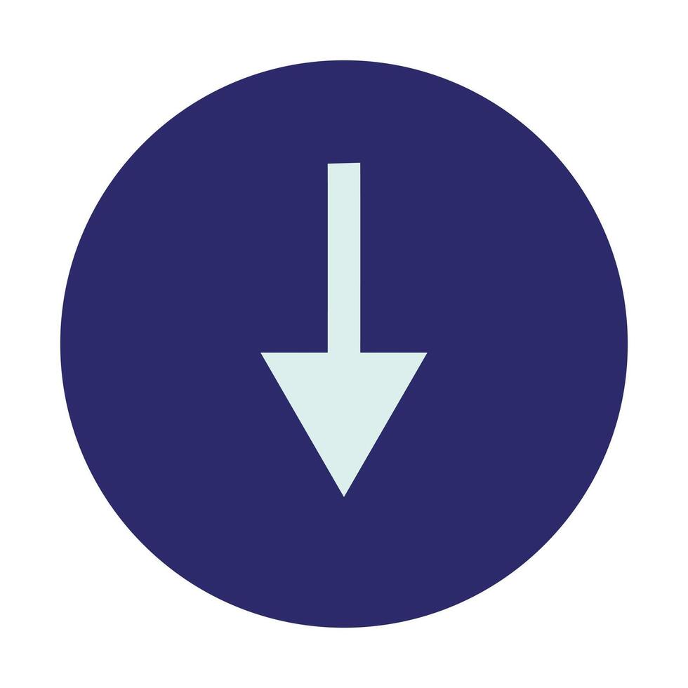 a blue arrow pointing down in a circle vector