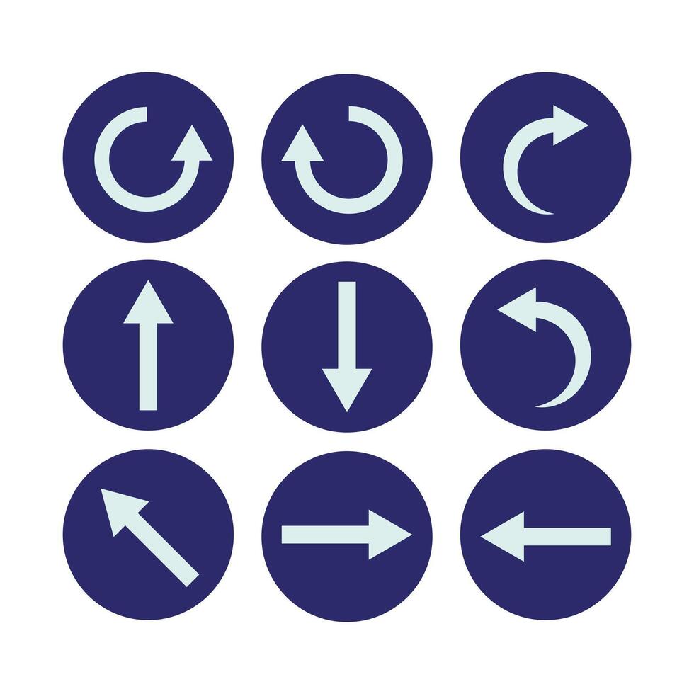 arrows pointing in different directions on blue circles vector