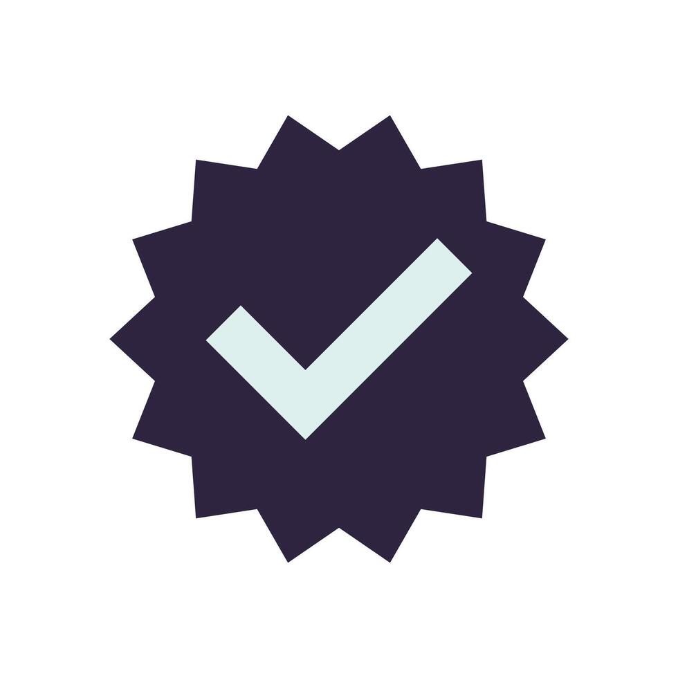 a check mark on a purple star vector