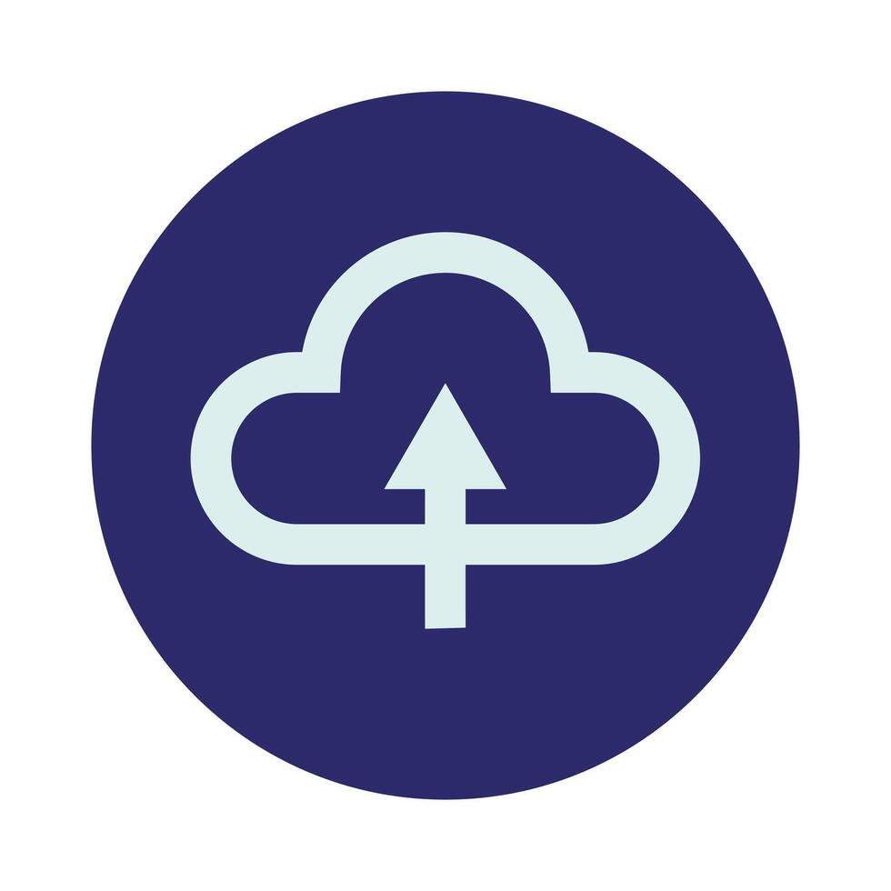a blue cloud with an arrow pointing up vector