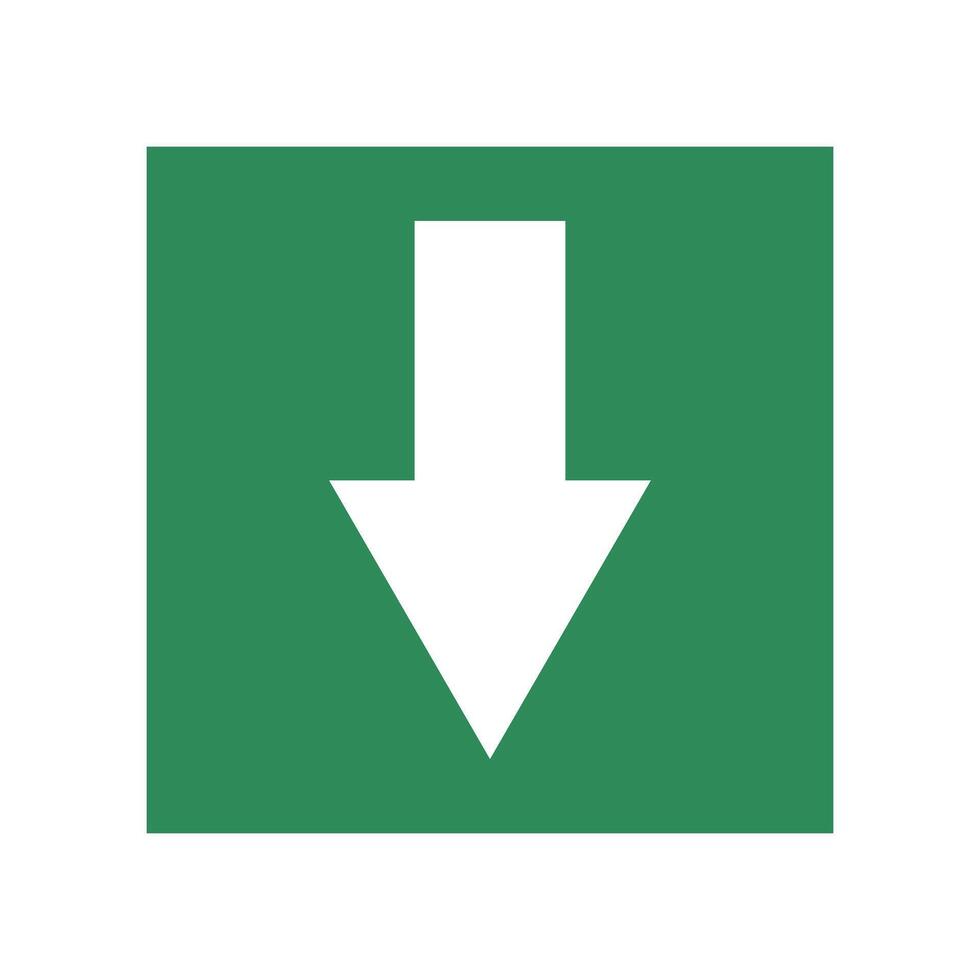 a green and white arrow pointing down on a white background vector