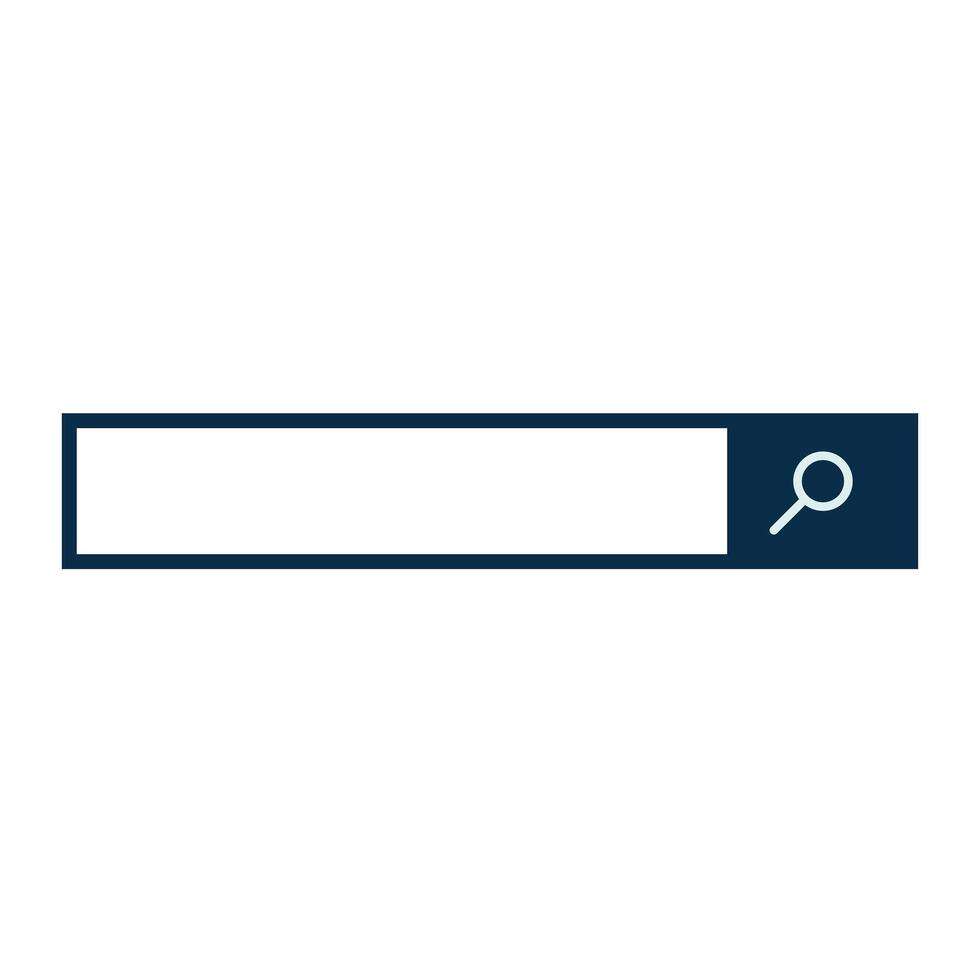 a blue search bar with a magnifying glass vector