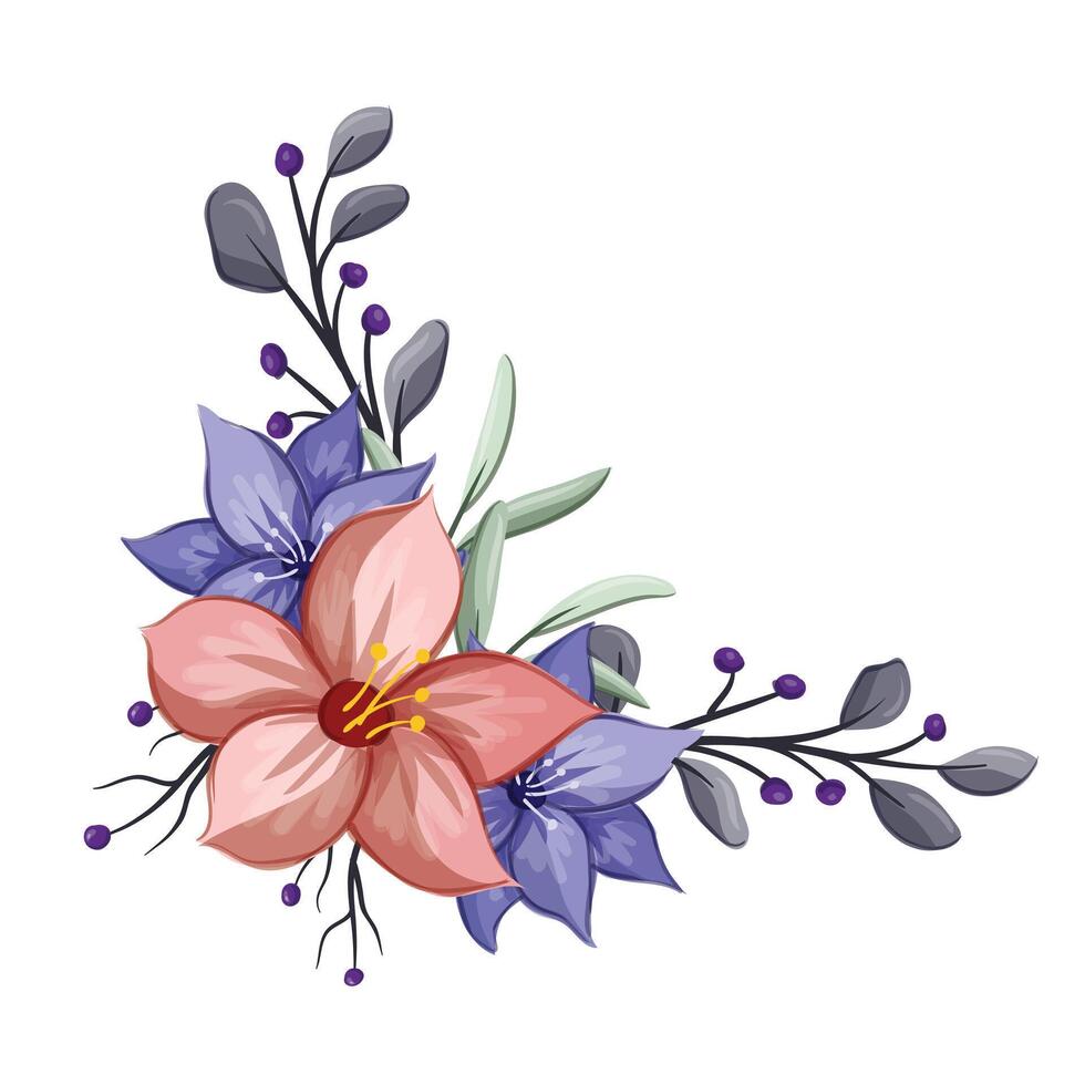 Decorative Floral Foliage Ornament for Wedding Invitation vector