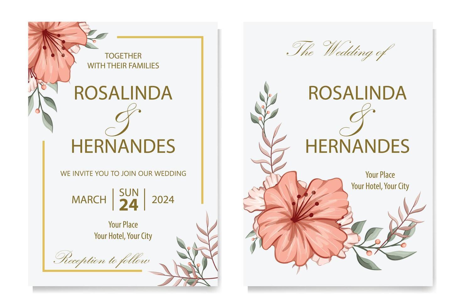 Decorative Floral Foliage Ornament for Wedding Invitation vector