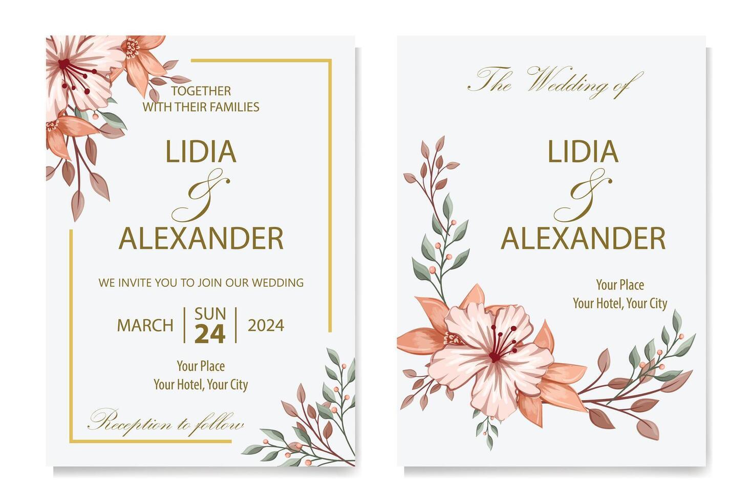 Decorative Floral Foliage Ornament for Wedding Invitation vector