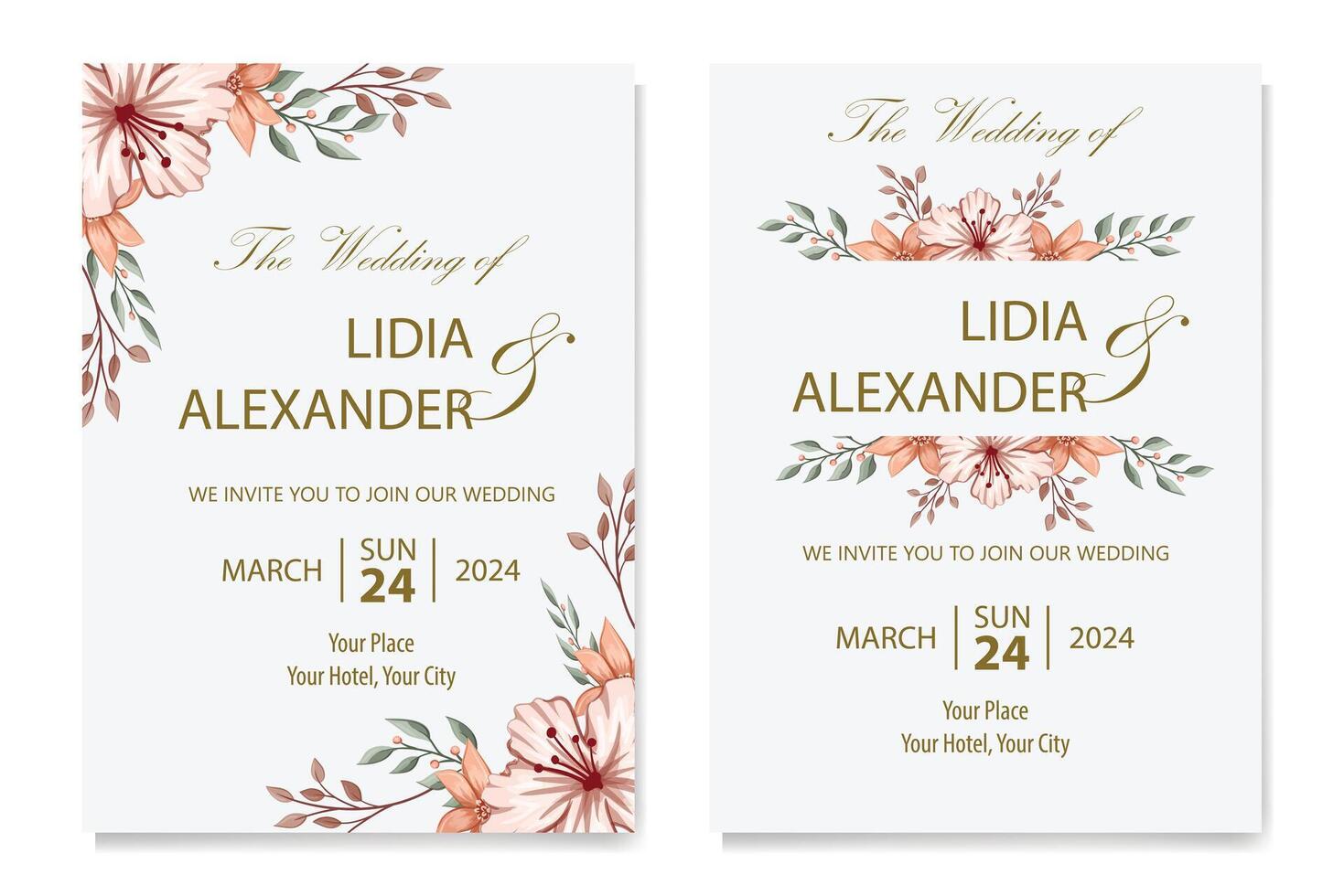 Decorative Floral Foliage Ornament for Wedding Invitation vector