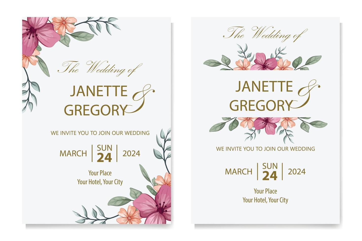 Decorative Floral Foliage Ornament for Wedding Invitation vector