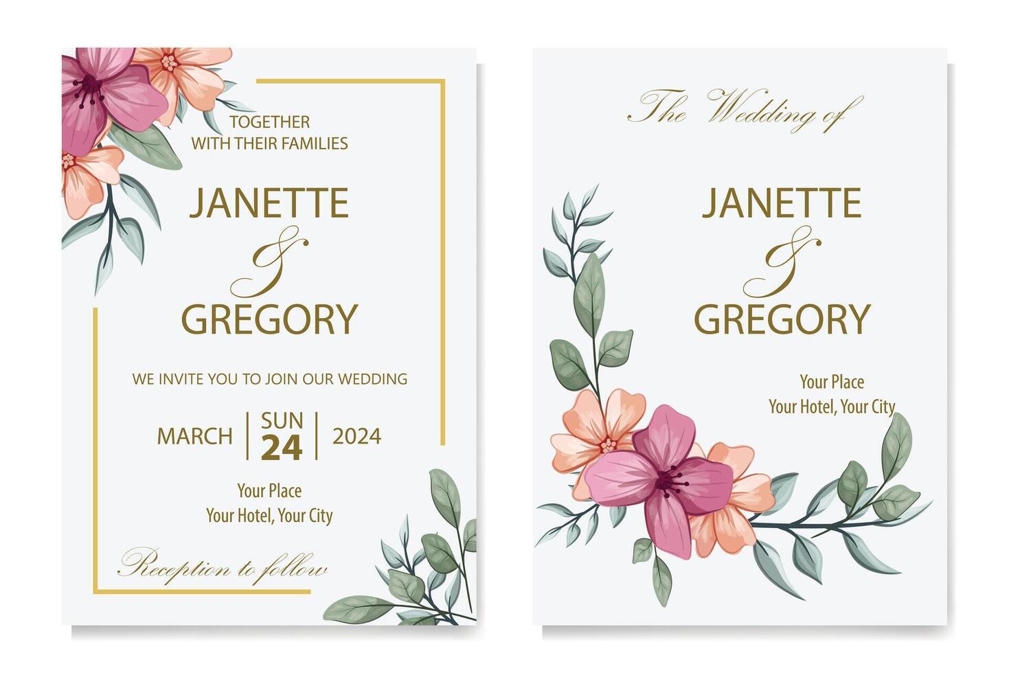 Decorative Floral Foliage Ornament for Wedding Invitation vector