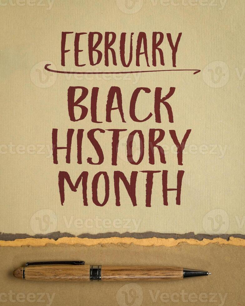 February - Black History Month, note on art paper, annual observance originating in the United States photo