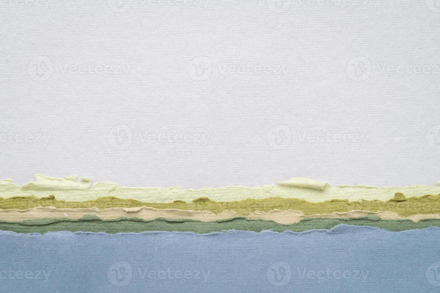 sea, ocean or lake abstract landscape in blue and green  pastel tones - a collection of handmade rag papers photo