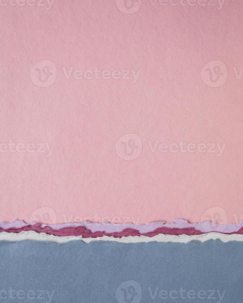 abstract paper landscape in pink and blue pastel tones - collection of handmade rag papers photo