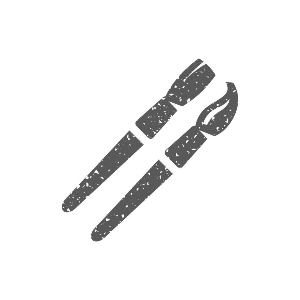 Paint brushes icon in grunge texture vector illustration