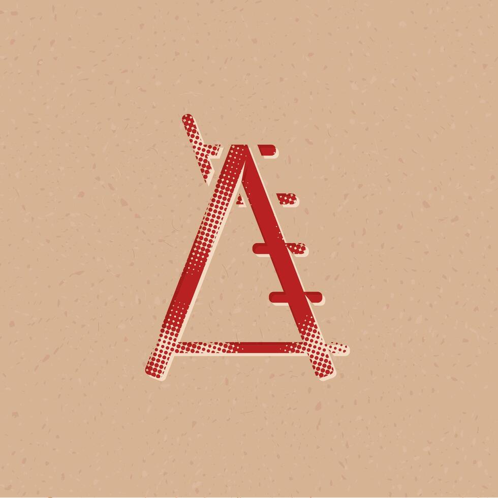 Lifeguard chair halftone style icon with grunge background vector illustration