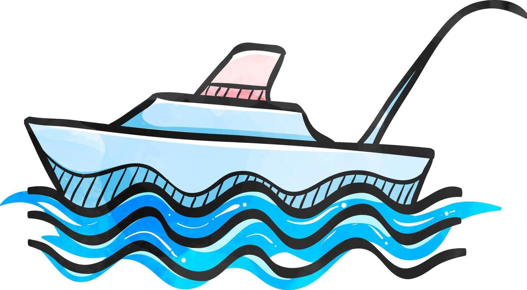 pescar barco icono en color dibujo. deporte agua mar lago río atrae recreación Embarcacion transporte transporte vector