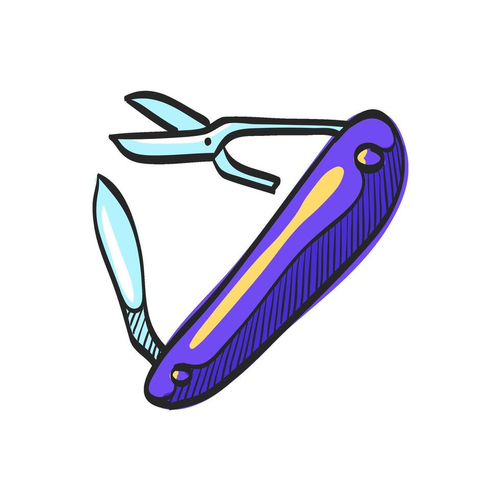 Multi tool icon in hand drawn color vector illustration