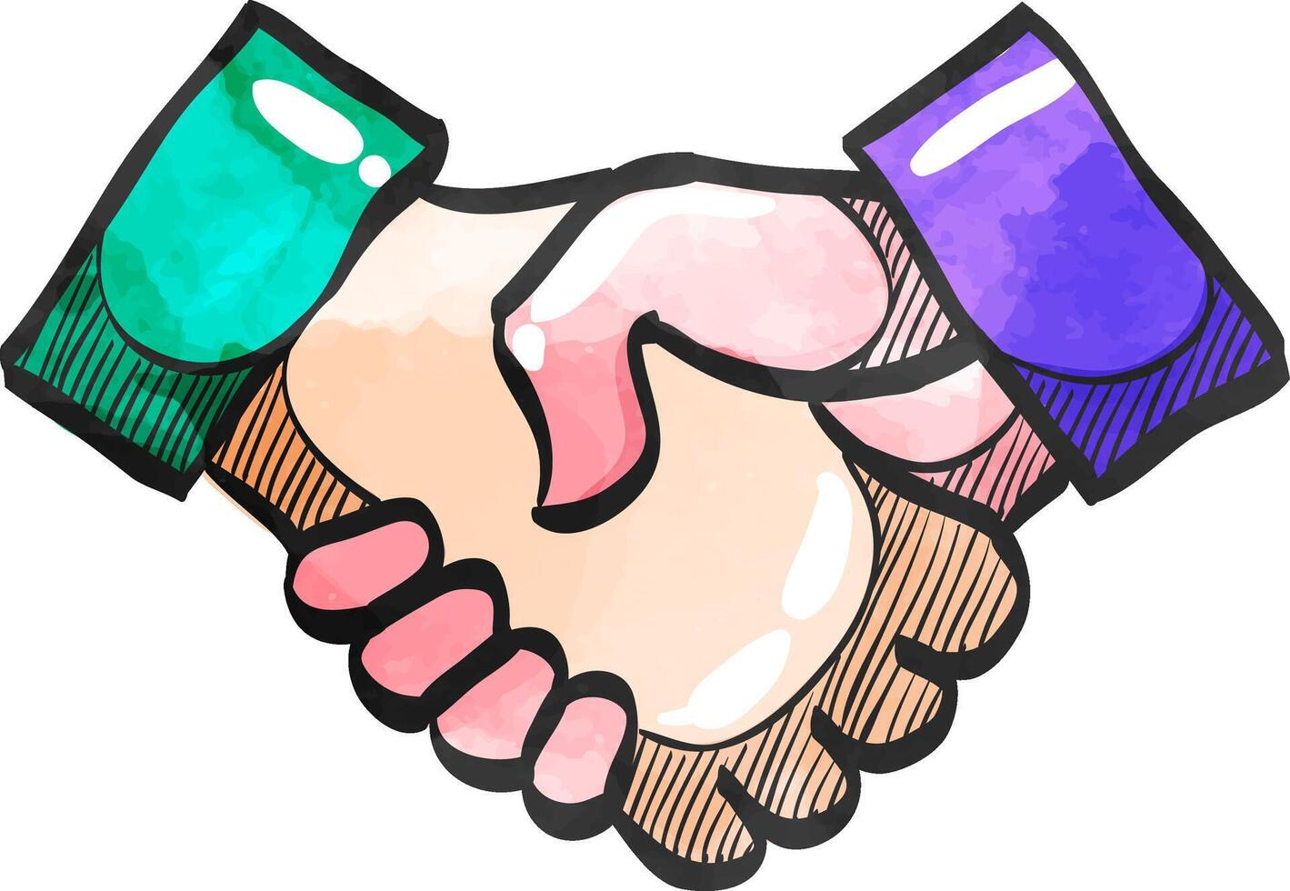 Handshake icon in color drawing. Business people agreement vector
