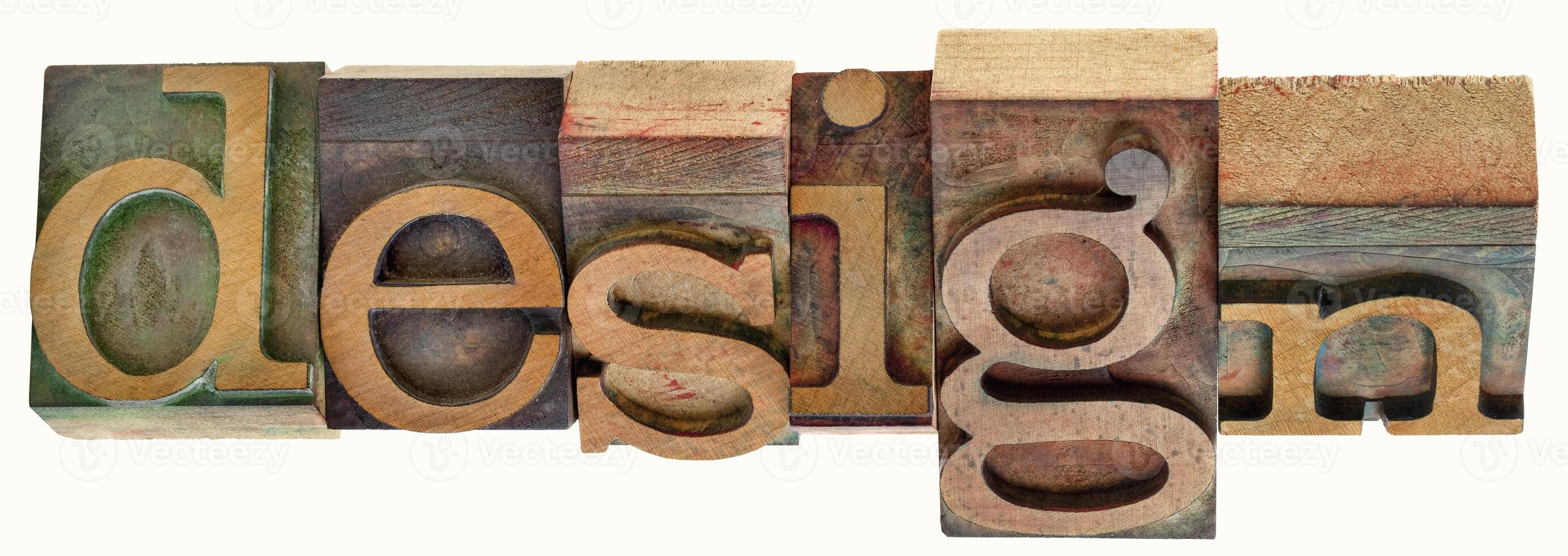 design - twisted word in printing blocks photo