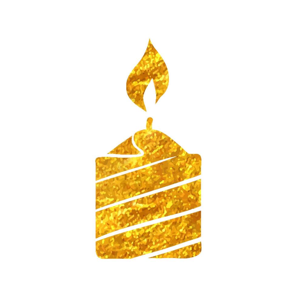 Hand drawn Candles icon in gold foil texture vector illustration