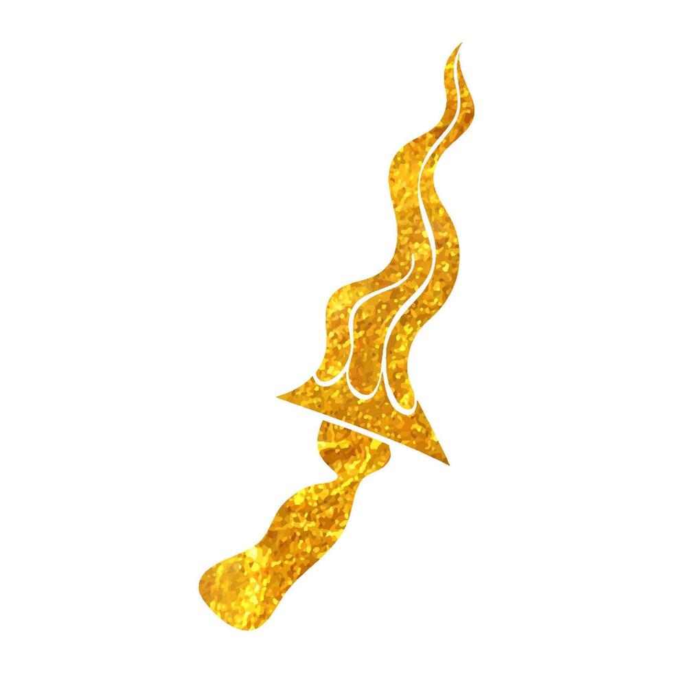 Hand drawn Knife icon in gold foil texture vector illustration