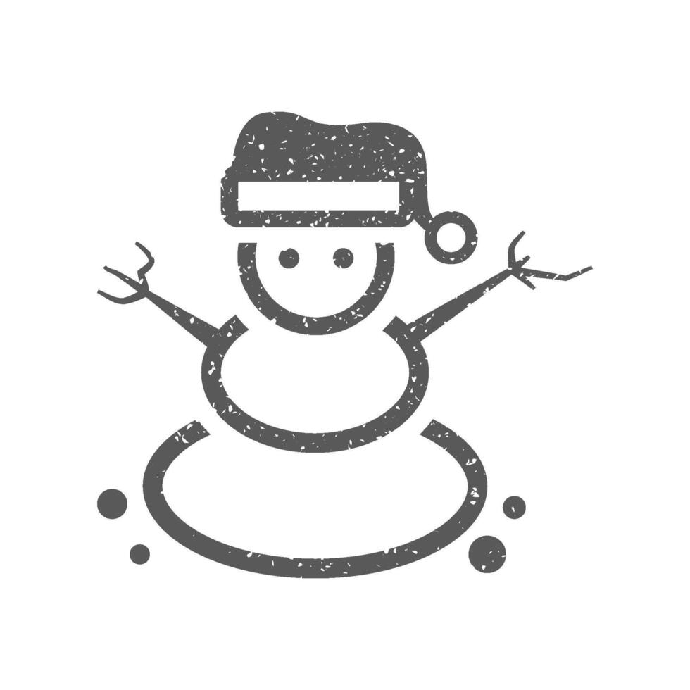 Snowman icon in grunge texture vector illustration