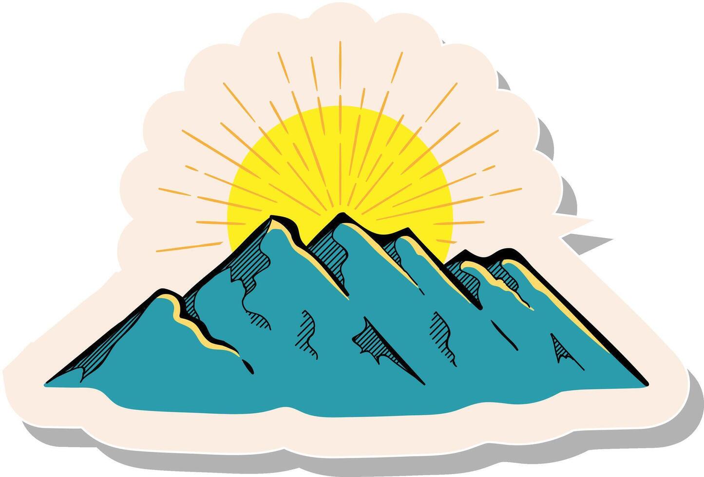 mano dibujado montañas en pegatina estilo vector ilustración
