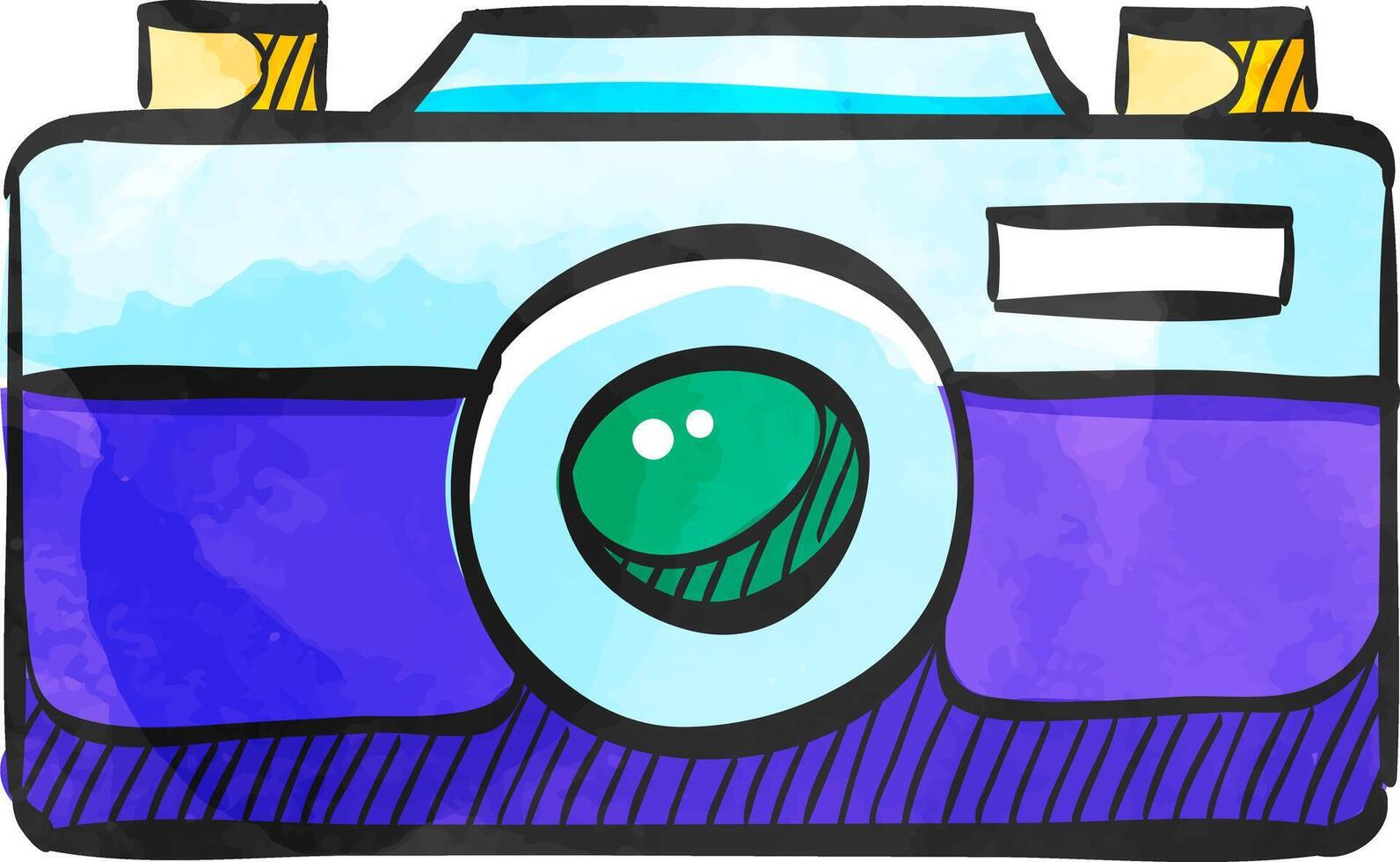 Range finder camera icon in watercolor style. vector