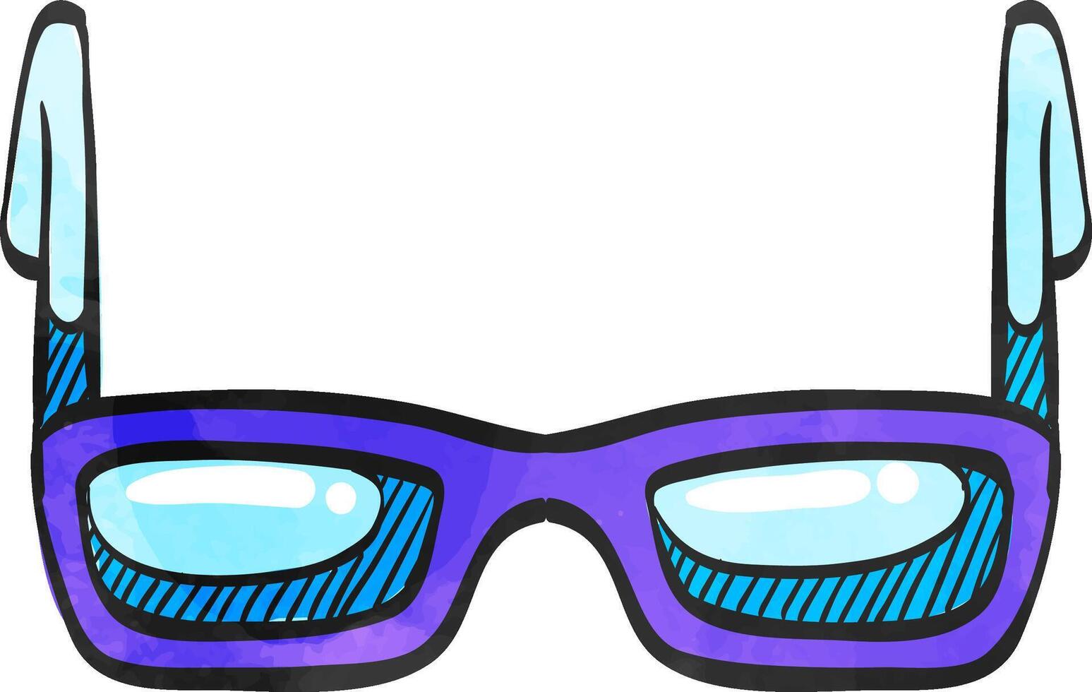 Eyeglasses icon in color drawing. Fashion hipster dark black retro vector