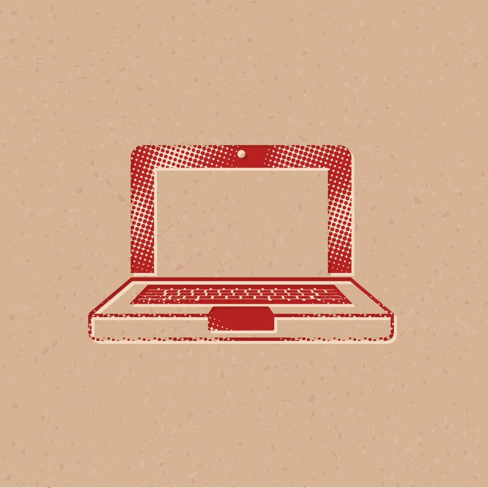 laptops trama de semitonos estilo icono con grunge antecedentes vector ilustración