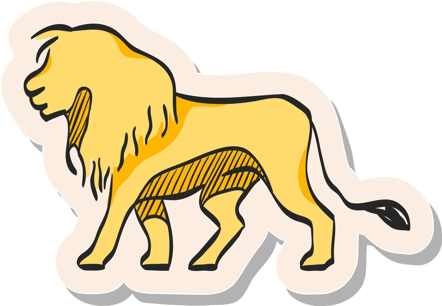 mano dibujado león icono en pegatina estilo vector ilustración