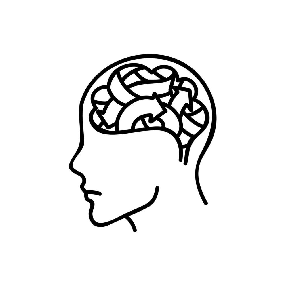 mental salud humano cerebro icono. mano dibujado vector ilustración. editable línea ataque.