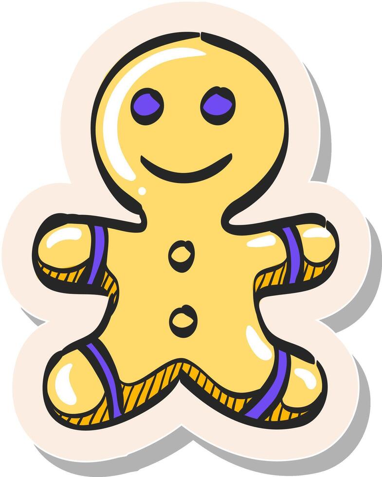 Hand drawn Gingerman icon in sticker style vector illustration