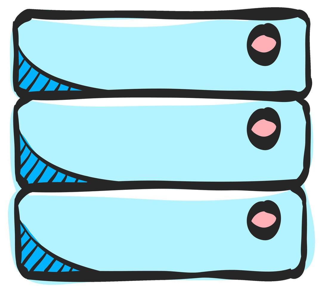 Database icon in hand drawn color vector illustration