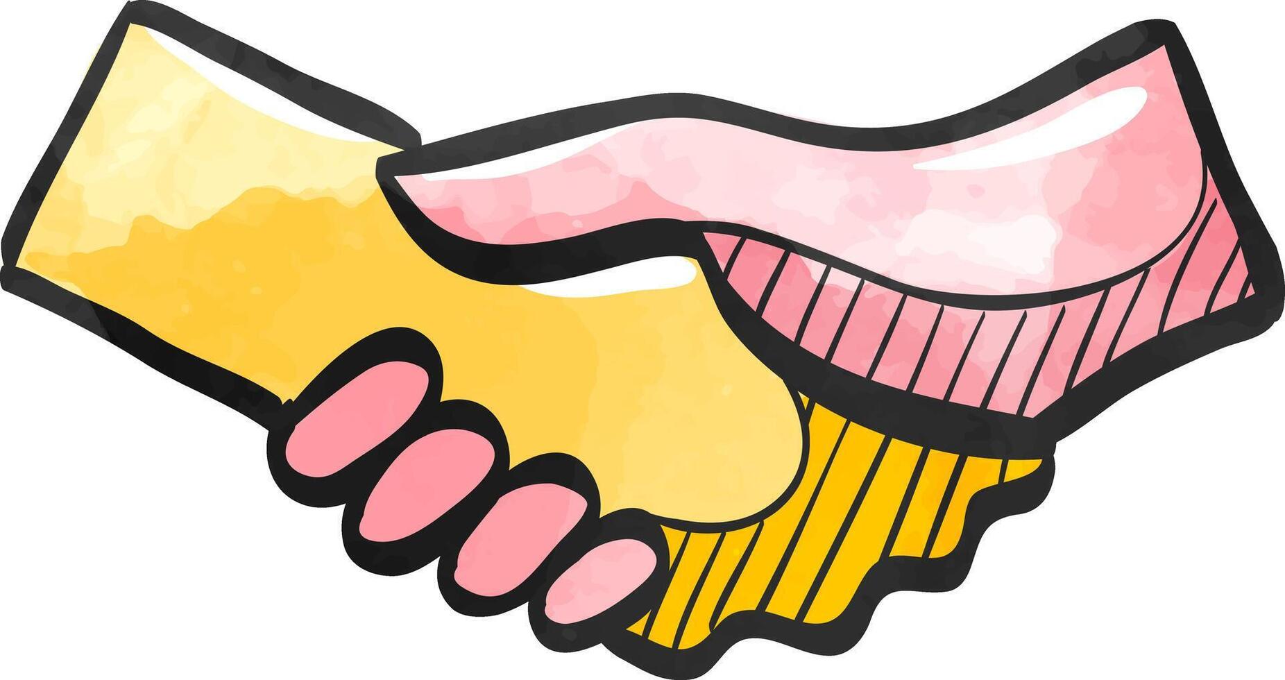 Handshake icon in color drawing. Business people agreement vector