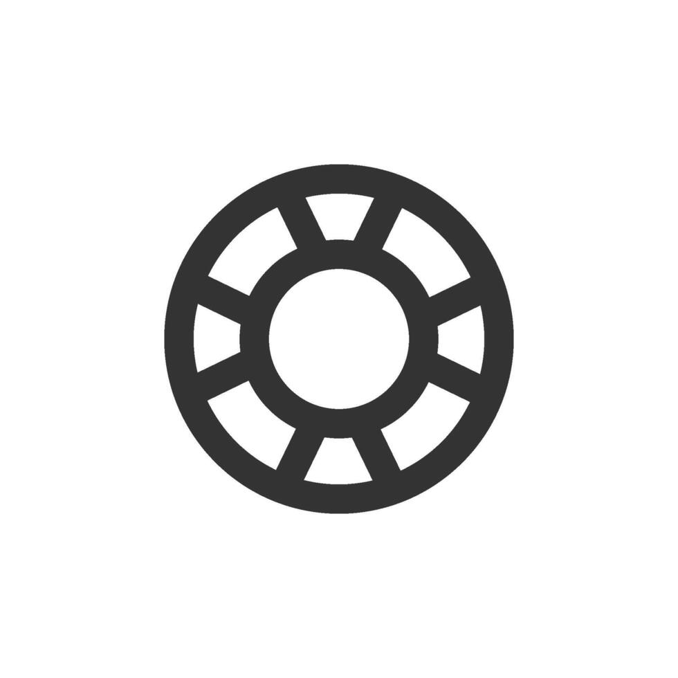 Ring buoy icon in thick outline style. Black and white monochrome vector illustration.