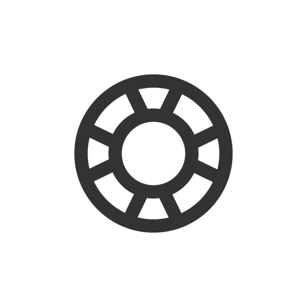 Ring buoy icon in thick outline style. Black and white monochrome vector illustration.