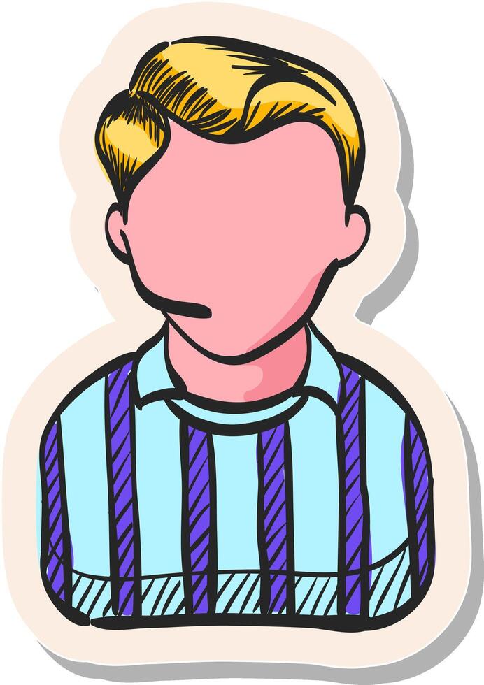 Hand drawn Referee avatar icon in sticker style vector illustration