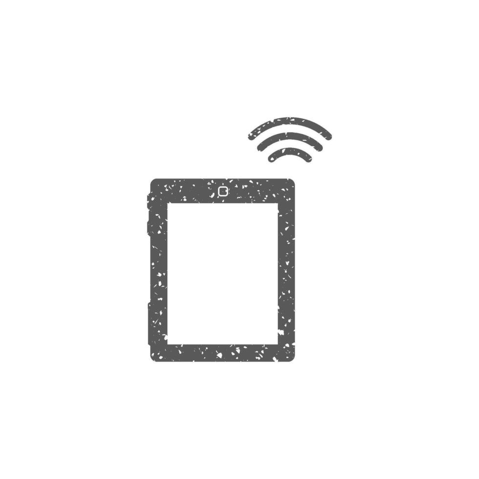 Tablet PC icon in grunge texture vector illustration